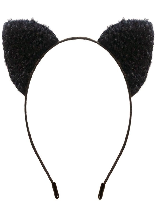Dolebao Women Girls Lace Cat Ears Headband, Headwear Hair Accessories for Halloween Chriatmas Party Daily Decoration(Curly Plush, Black) - Image 1